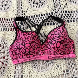 bebe Hot Pink & Black Logo-Print Wireless Bra